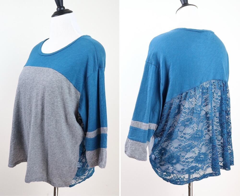 Torrid Size 2 | 2X Cotton Jersey Lace Back Varsity Stripe Tee Blue